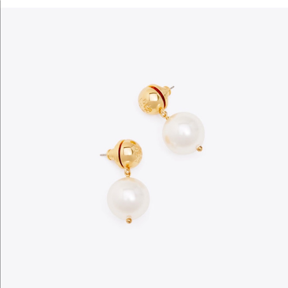 NWT Tory Burch Crystal Pearl Drop Earring